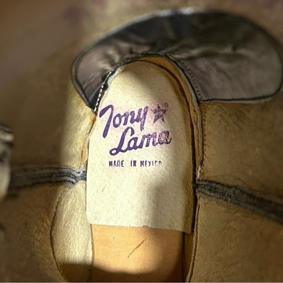 TONY LAMA Black Leather Western Roper Cowgirl Boots Rodeo Style 7501L sz 4B - Picture 7 of 10